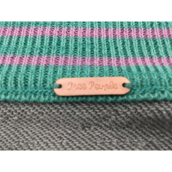 Free People Sweater Oversized Gorpcore Olympia Cable Crewneck Tunic Boho Gray - Picture 6 of 9